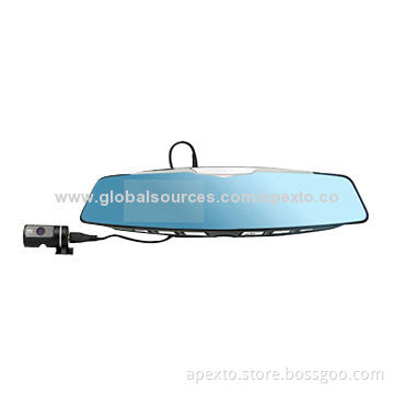 4.3-inch Car Rearview DVR, Loop and Cycle Video Recording, Dual-len, Anti-glare
